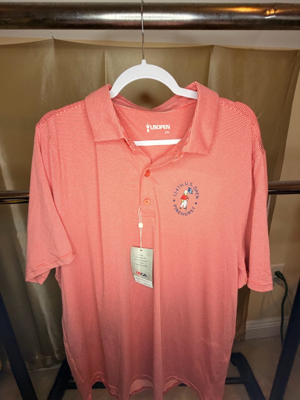 New Men's Red/White Polo 2025 US Open Tournament